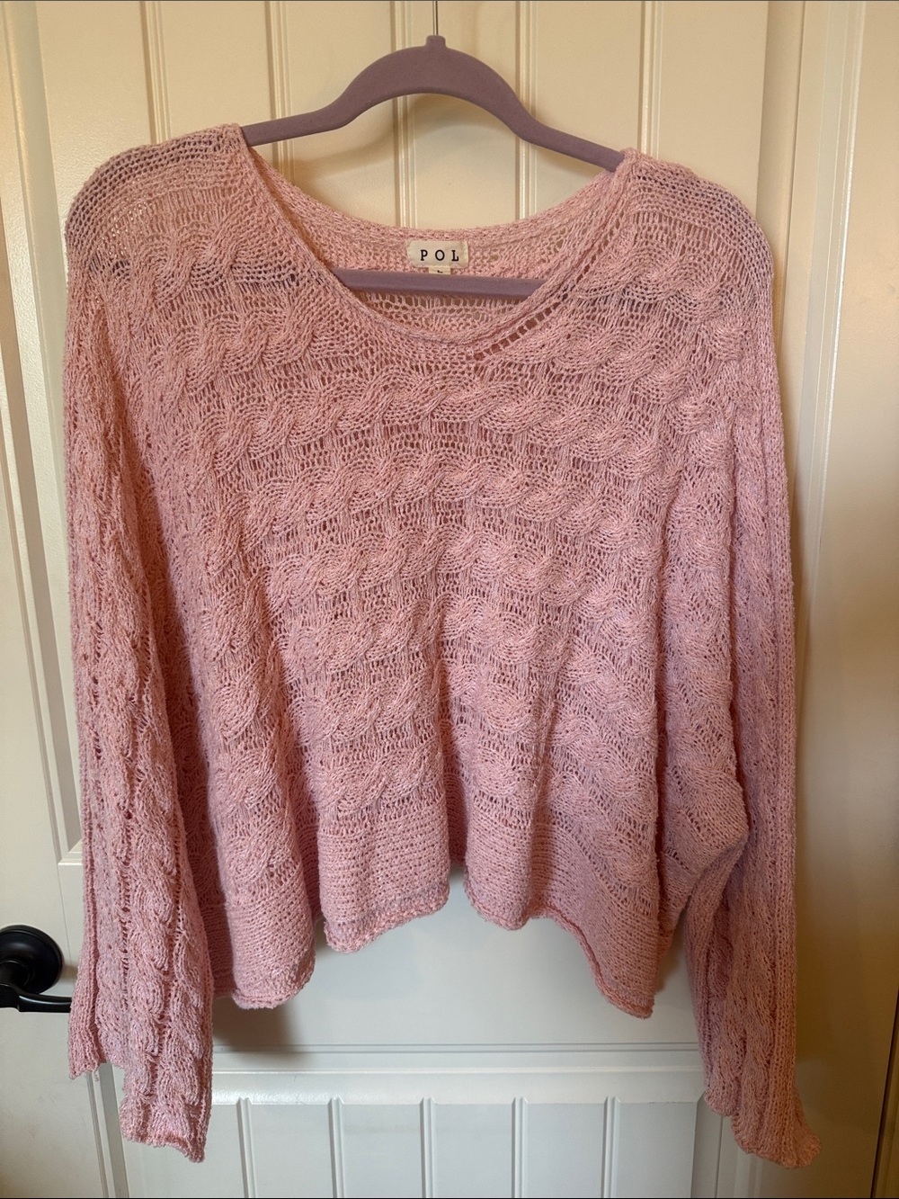 POL Baby Pink Oversized Lightweight Knit Sweater